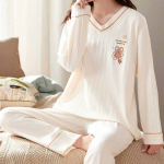 Pižamos kostiumai ilgomis rankovėmis, moteri&scaron;ki pavasario rudens sportiniai kostiumai, laisvalaikio laisvi žiemos namų rūbai, didelio dydžio megztinis, medvilninis XXL