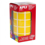 Rouleau de Gommettes Carr&eacute;es - APLI - 20 mm - Jaune - 59 Feuilles D&eacute;tachables - Adh&eacute;sif Permanent