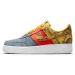 Nike Air Force 1 07 LV8 Tamsiai siera Dažyti ra&scaron;tais Vyri&scaron;ki sportbačiai Geltoni Tamsiai siera Komandiniai oranžiniai CZ0337-700 40