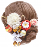 Baramoly Plaukų Papuo&scaron;alas Populiarus Japoni&scaron;kas Ping Pong Pintas Virvelis su Oranžiniu ZH001 Papuo&scaron;alu Shichi-Go-San, Tsumami-Zaiku (753), Bręstantis