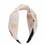 Sūpynių gėlių žakardinis plaukų lankelis (Smėlio spalvos) Beige