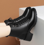 Rudens žiemos moteri&scaron;ki batai Nauji rai&scaron;teliais užri&scaron;ami batai moterims Madingi Batai su storu kulnu &Scaron;oninis užtrauktukas Ankle boots &Scaron;ilti Moteri&scaron;ki moteri&scaron;ki motociklininkų batai 35