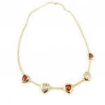 Les Tr&eacute;sors De Lily [H0498] - Collier Plaqu&eacute;-Or 'Love' rouge blanc - 10x10 mm