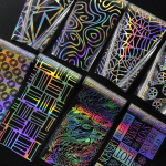 8 lak&scaron;tų holografinės nagų folijos punk geometrinių nagų dailės perkėlimo lipdukų lipdukai