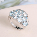 Bolaijuvelyriniai dirbiniai Natūralus dangaus mėlynas Topazas brangakmenio žiedas 925 sterlingų Sidabriniai puikūs papuo&scaron;alai Moterų jubiliejaus dovana US RING SIZE 10# mėlyna
