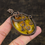 Natural Baltic Amber Gemstone Handmade Copper Wire Wrap Pendant 2.68 l5r05