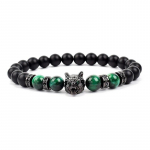 Vilkas žavesio apyrankės Vyrai Natūralūs Juodi Agatai Onikso Akmens Apyrankė Drąsi Blue Tiger Eye Elastinė 8 mm Karoliukai Papuo&scaron;alai Karoliukai Pulsera 17cm-6.7inch