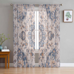 Etninio stiliaus Retro persi&scaron;kas ra&scaron;tas Gėlių lango tiulio užuolaidos svetainei miegamajam vie&scaron;bučiui prabangi apdaila permatomos užuolaidos 135W x 114H(cm)