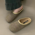 I&scaron;pardavimas moteri&scaron;kos 2024 m. naujos moteri&scaron;kos &scaron;lepetės rudeninės kvadratinės, mi&scaron;rių spalvų lauko plok&scaron;čios, laisvalaikio patogios &scaron;lepetės 35 geltona