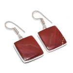 Natural Red Snakeskin Gemstone 925 Sterling Silver Jewelry Earring 1.46 g6k10