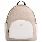 Coach Court 27 Logotipo Užtrauktuku Užsegamas Padengto Drobės Kuprinė Didelė Moteri&scaron;ka kuprinė Auksinis Smėlis Kreida CZ176-IMXDM Gift Box Set (Basic Set+Yellow Box)