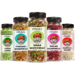 HARIBAS Mukhwas Burnos gaiviklis 5 vnt. pakuotė su sauf burnos gaivikliu, Žaliasis saulėgrąžų sėklų mi&scaron;inys 180G, Punjabi 200G, Khas Chandan 180G, Rožių 200 gramų ir Madra