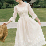 Vintažinė retro stiliaus suknelė moteri&scaron;ka prancūzi&scaron;ko stiliaus Eleganti&scaron;ka dizainerio pasakų suknelė laisvalaikio plona &scaron;ifono vakarėliui skirta suknelė rudens moteri&scaron;ki drabužiai L smėlis