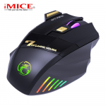 iMICE GW-X7 7 mygtukai 2,4 GHz įkraunama RGB belaidė nutildymo Ergonomi&scaron;ka žaidimų pelė, skirta kompiuteriniams žaidimams PC biuro pelėms juoda
