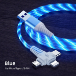 3in1 USB duomenų kabelis skirtas iPhone16 15 14 13 12Pro 11 greito įkroviklio įkrovimo laidas-c, skirtas Samsung Poco X6 X7 Xiaomi 14 15 Redmi NOTE 14 Micro USB laidas 2m mėlyna