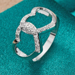 925 Sterlingo sidabro dvigubos &scaron;irdelės cirkonis 7 8 9 10 žiedas moterims Madingi žavūs papuo&scaron;alai 7