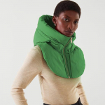 Žieminės itin lengvos skrybėlės su gobtuvu moterims, &scaron;iltos žiedinės skarelės, skarelės, skara, užtrauktukas, užtrauktukas, paltas, &scaron;alikas, trumpas vir&scaron;us L/XL žalia