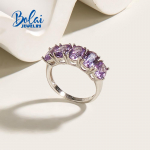 925 Sterlingo sidabro paprastas juostos žiedas su sukurtais Aleksandro papuo&scaron;alais, gražia dovana moterims us ring size 5# violetinė