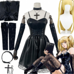 Anime komiksas DEATH NOTE Cosplay Misa Amane Imitacija Oda Seksuali Suknelė Kaklas Papuo&scaron;alai Kojinės Unifikuota Apranga Helovino perukas Nauja L-(Costume+Wig)