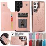 Reljefinis drugelis magnetinis atverčiamas piniginės odinis dėklas, skirtas Samsung S23 S22 S21 S20 Ultra S10 Plus A14 A54 A13 A53, skirtas iPhone 15 14 13 Pro Max XS MAX XR iPhone 6/6S juoda