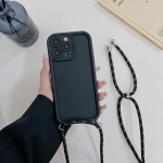 Vienspalvis silikoninis dėklas, skirtas iPhone 16 15 Pro Max 14 13 12 11 smūgiams atsparus kryžminio korpuso virvės dangtelis iPhone 12 Pro Max