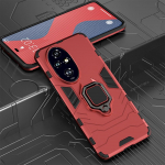 KEYSION Smūgiams atsparus &scaron;arvų dėklas, skirtas HONOR 200 Pro 5G Mink&scaron;tas silikonas + PC metalinis žiedinis stovas Telefono galinis dangtelis, skirtas Huawei Honor 200 Pro for Honor 200 raudona