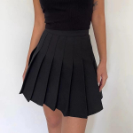 Moteri&scaron;kas klostuotas mini sijonas Preppy stiliaus auk&scaron;tu juosmeniu A linijos mielas juodas pilkas sijonas &scaron;ortai Y2K Skort mokyklinė uniforma XS juoda