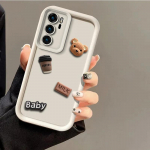 Mielas 3D me&scaron;kiuko kavos pieno telefono dėklas, skirtas Samsung Galaxy S24 Ultra S23 FE S22 Plus S21 S20 A54 A34 A55 A04 A05S A05 A03 A03S A04S A51 A71 animacinio filmo vir&scaron;elis Samsung Galaxy S20