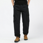 Vyri&scaron;kos laisvalaikio kelnės krovininės kelnės žygiams lauke sportinės kelnės Elastinė juosta Kelias ki&scaron;enes &bdquo;Jogger&ldquo; laisvos kelnės M juoda