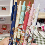 6 vnt./rinkinys Mielas kini&scaron;ko stiliaus i&scaron;traukiamas gelinis ra&scaron;iklis Juodas ra&scaron;alas Ra&scaron;ymo ra&scaron;iklis para&scaron;ui 6PCS