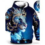 Vyri&scaron;ki unisex džemperiai Madingi megztiniai megztiniai megztiniai su gobtuvu Animal Wolf Lion Dragon Tiger Print Daily 3D Print Kasdieniai gobtuvai S