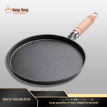 Medinė rankena 26 cm storio ketaus neprideganti blynų keptuvė 23 pan with wooden handle juoda
