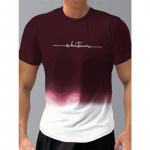 Vasaros mar&scaron;kinėliai apvalia i&scaron;kirpte su 3D gradiento raidžių spauda, madingi kasdieniai trumpomis rankovėmis vyri&scaron;ki mar&scaron;kinėliai XS