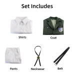 Anime AOT Cosplay Levi Kostiumas Shingek No Kyojin Žvalgybos Legiono Kareivio Paltai Ilgas Paltas Uniforma Helovino Apranga XXXL white