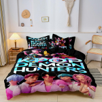 Kpop Demonų Medžiotojai Huntrix Patalių Komplektas Viengulis Dvivietis Pilnas Karalienės Karali&scaron;ko Dydžio Lovos Komplektas Suaugusiųjų Miegamojo Komplektai Anime Lova Antklodės Užvalkalas EU Single(135*200cm)3pcs