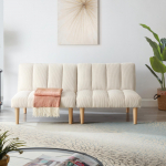 2 vietų miegamoji sofa 167 cm &ndash; sulankstoma sofa-lova su 3 padėčių reguliuojamu atlo&scaron;u, erdvę taupanti miegamoji sofa svetainei ir biurui 167 x 82 x 72 cm smėlis