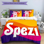 3 vnt. Spezi logotipų ra&scaron;to patalynės komplektas, apkloto užvalkalų komplektas apima apkloto užvalkalą ir pagalvių užvalkalus, puiki visų sezonų miegamojo puo&scaron;mena ir dovana 135cmx200cm yellow