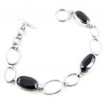 Les Tr&eacute;sors De Lily [E1110] - Bracelet Argent 'Zen Seduction' Noir argent&eacute; (rhodi&eacute;) - 19 cm 10 mm
