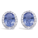 Les Tr&eacute;sors De Lily [J0351] - Boucles Argent 'Celestina' tanzanite blanc argent&eacute; (rhodi&eacute;) - 8x10 mm