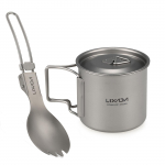 Lixada indų rinkinys 300 ml / 350 ml / 420 ml / 550 ml / 650 ml / 750 ml Itin lengvas titano puodelis su sulankstoma vakariene