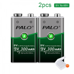 PALO 9V 6F22 300mAh Ni-mh Ni Mh įkraunama kvadratinė baterija, skirta RC malūnsparnio mikrofonui, metalo ie&scaron;kikliui 9 voltų karūnėlė