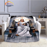 Jėzaus antklodė Christ Flanel Warmth Mink&scaron;ta pliu&scaron;inė sofa-lova svaidoma antklodė Mergelės Marijos ir Jėzaus serijos religinių tikėjimų antklodė 150x200cm