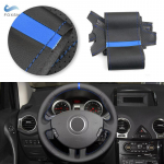 Automobilio vairo dangtis odinė apdaila juoda su mėlyna juostele Skirta Renault Clio 3 RS 2005 2006 2007 2008 2009 2010 2011 2012 m.