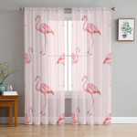 Skandinavi&scaron;ko stiliaus rožinės spalvos flamingo permatomos užuolaidos Svetainės langai Tiulio užuolaidos miegamojo virtuvei Namų dekoravimas Voile užuolaidos W135 x H137cm x1