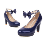 Moteri&scaron;ki auk&scaron;takulniai su kulnais-smeigtukais ir dirželiu aplink kulk&scaron;nį, su platforma, apvaliu priekiu, lakinės odos, vasariniai, rudeniniai, saldūs Lolitos stiliaus batai 50