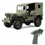 Nuotolinio valdymo automobilis, 2,4 GHz 4WD visureigė vik&scaron;rinė transporto priemonė su &scaron;viesos drobiniu dangteliu, 1:10 Visi 1 battery armijos žalia spalva