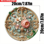 2D plok&scaron;telė 20*20cm 1vnt pastoralinis Gražus ir eleganti&scaron;kas bijūnų temos apvalus meno plok&scaron;telė, vintažinio rožinio gėlių dizaino dekoratyvinė lėk&scaron;tė Puikiai tinka kavinei, langui ir sodui 20*20cm