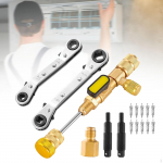 Vožtuvo &scaron;erdies nuėmiklis ir montuoklis, Oro kondicionavimo remonto įrankiai su &scaron;e&scaron;iabriauniais bitų adapteriais SAE 1/4 ir