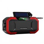 Avarinis orų radijas rankiniu suktuku, saulės energija, AM/FM, IPX5 atsparus vandeniui, lauko avarinis LED žibintuvėlis, 5000 mAh maitinimo bankas žalia