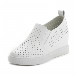 100 % natūralios odos batai Moteri&scaron;ki sportbačiai Moteri&scaron;ki ūgį didinantys batai Vasaros skylutės plok&scaron;čios platformos balti batai 39 balta